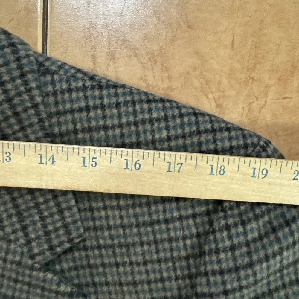VTG John Weitz Green Brown Plaid Wool Cashmere Blazer Sport Coat Flannel 40L